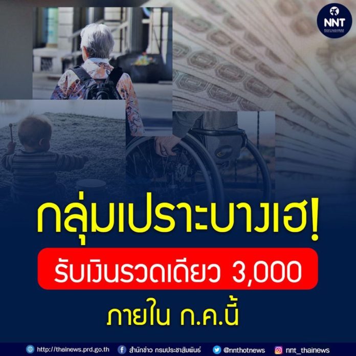 กลุ่มเปราะบางเฮ!! รับเงินรวดเดียว 3,000 เดือน ก.ค.63 นี้